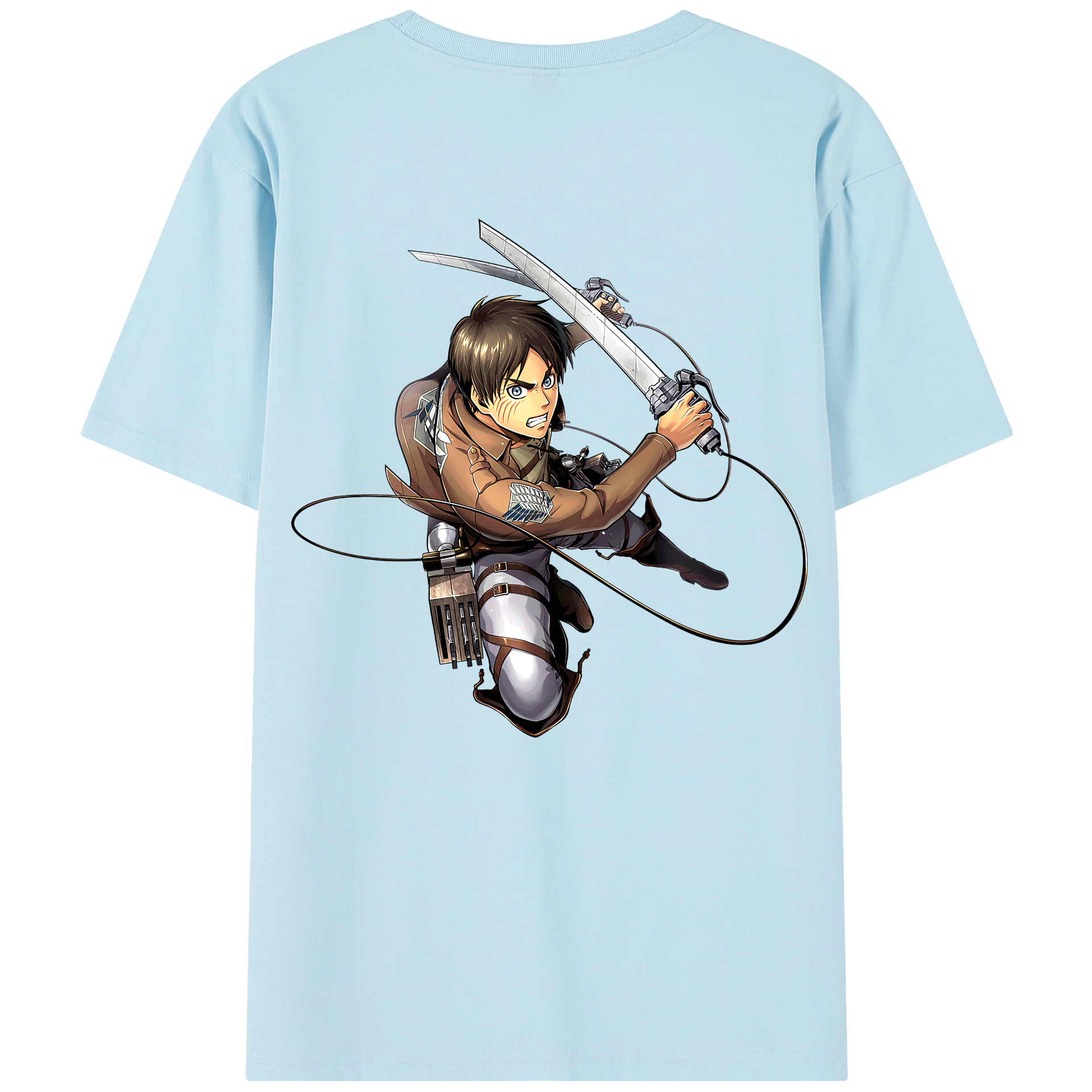 （画像用） 進撃の巨人 エレン･イェーガー Attack on Titan Eren Jäger 綿100％半袖Tシャツ（背面プリント）